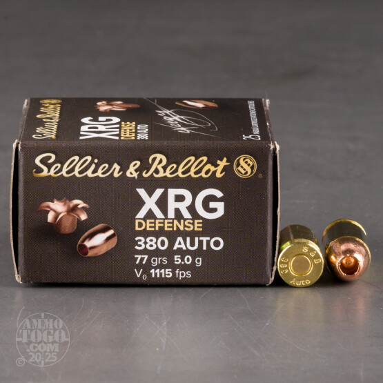 25rds – 380 Auto Sellier & Bellot XRG Defense 77gr. SCHP Ammo