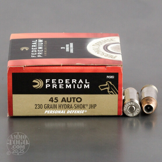 20rds - 45 ACP Federal Hydra-Shok 230gr. HP Ammo