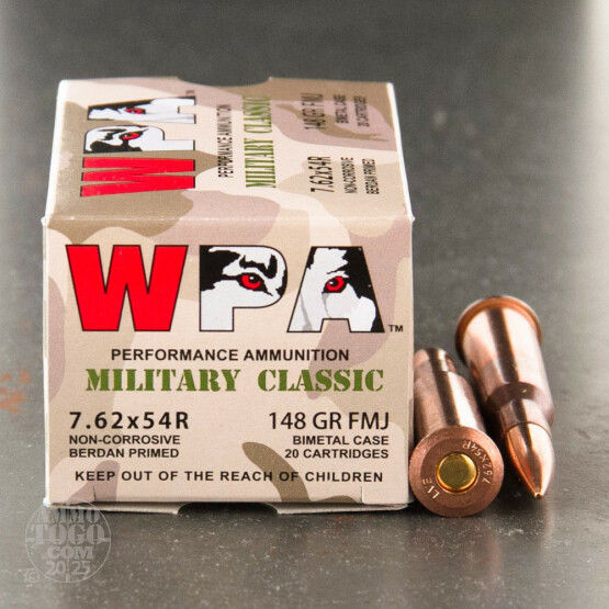 20rds - 7.62x54R Wolf 148gr. FMJ Ammo