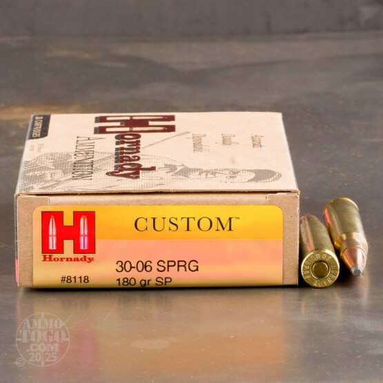 20rds - 30-06 Hornady Custom 180gr. Spire Point Ammo