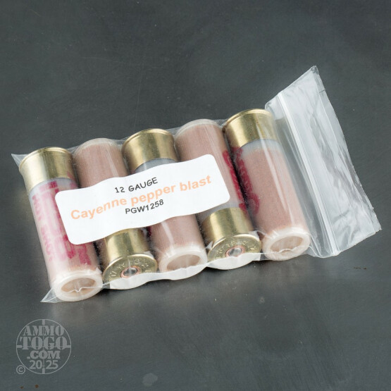 5rds - 12 Gauge 2 3/4" Cayenne Pepper Blast Ammo
