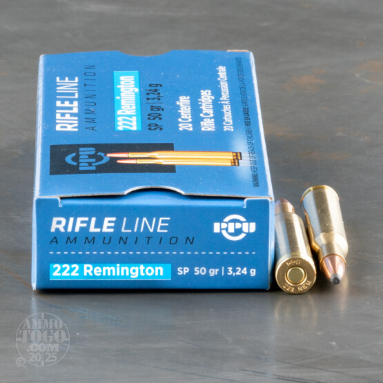 20rds - .222 Rem. Prvi Partizan 50gr. Soft Point Ammo