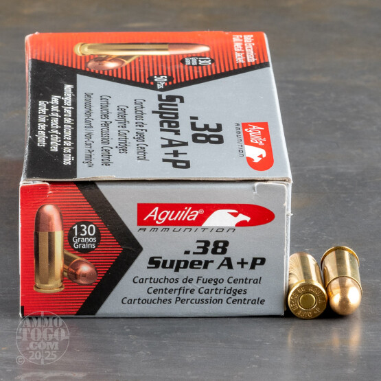50rds - 38 Super Auto Aguila 130gr. +P FMJ Ammo