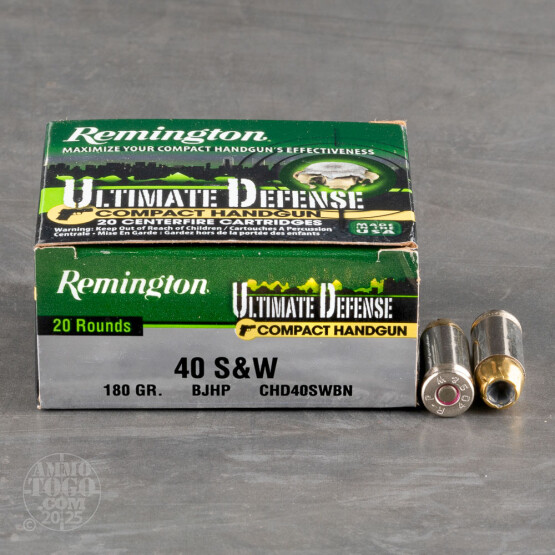 500rds – 40 S&W Remington Ultimate Defense Compact Handgun 180gr. BJHP Ammo