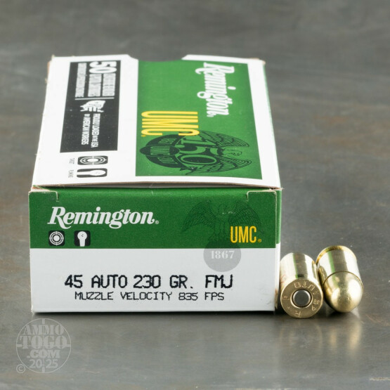 50rds - 45 ACP Remington UMC 230gr. FMJ Ammo