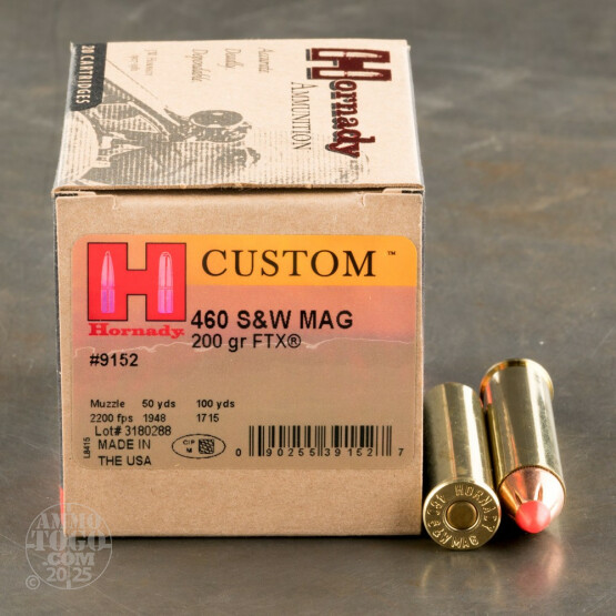 20rds - 460 S&W Mag Hornady 200gr. FTX Ammo