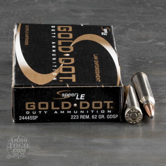 500rds – 223 Rem Speer Gold Dot LE 62gr. SP Ammo