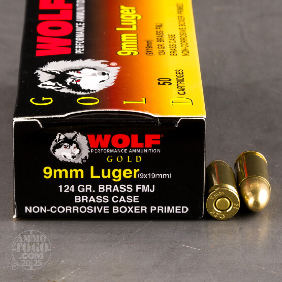 1000rds – 9mm Wolf Gold 124gr. FMJ Ammo