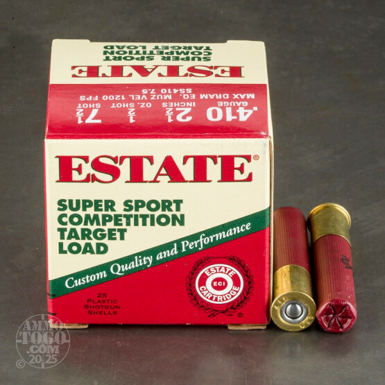 25rds - 410 Gauge Estate Super Sport Competition 2 1/2" Max Dram 1/2oz. #7 1/2 Shot Ammo