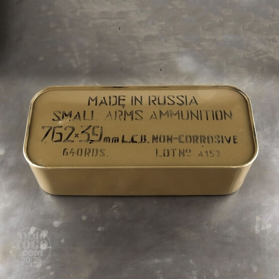 640rds - 7.62x39 Tula 122gr. HP Ammo In Sealed Spam Can
