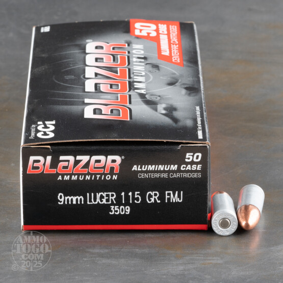 50rds – 9mm Blazer Aluminum 115gr. FMJ Ammo