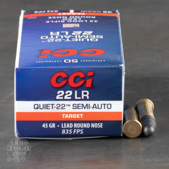 50rds – 22 LR CCI Quiet-22 Semi-Auto 45gr. LRN Ammo