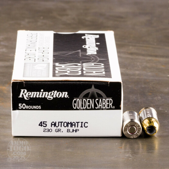 50rds – 45 ACP Remington Golden Saber 230gr. BJHP Ammo