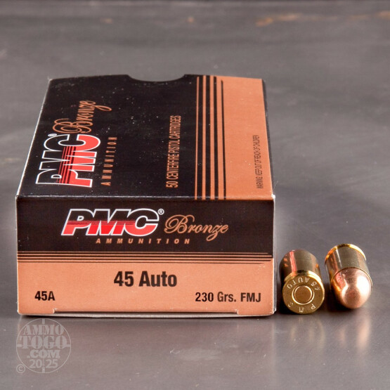 50rds - 45 ACP PMC Bronze 230gr. FMJ Ammo
