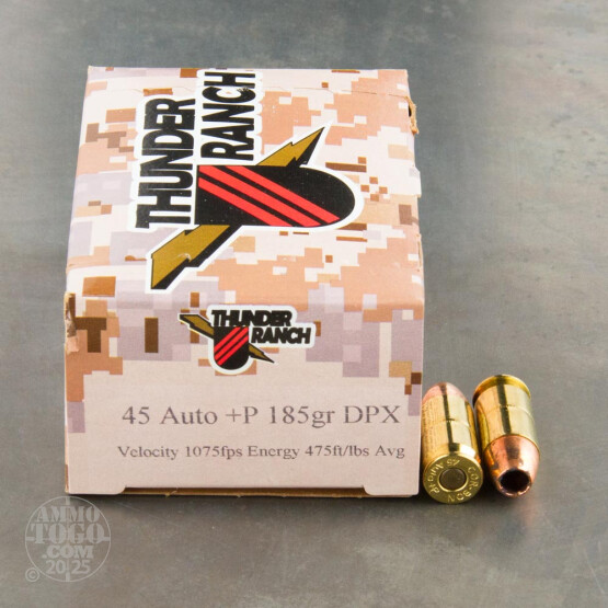 20rds - 45 ACP Corbon Thunder Ranch DPX 185gr. +P HP Ammo
