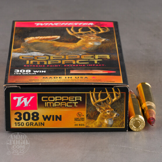 20rds – 308 Win Winchester Copper Impact 150gr. Copper Extreme Point Ammo