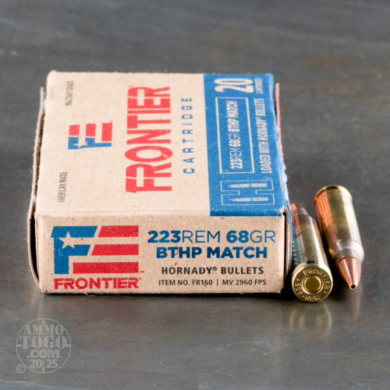 500rds – 223 Rem Hornady Frontier 68gr. BTHP Match Ammo