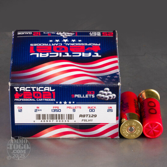 25rds – 12 Gauge Rio 2-3/4" 9 Pellets 00 Buckshot Ammo
