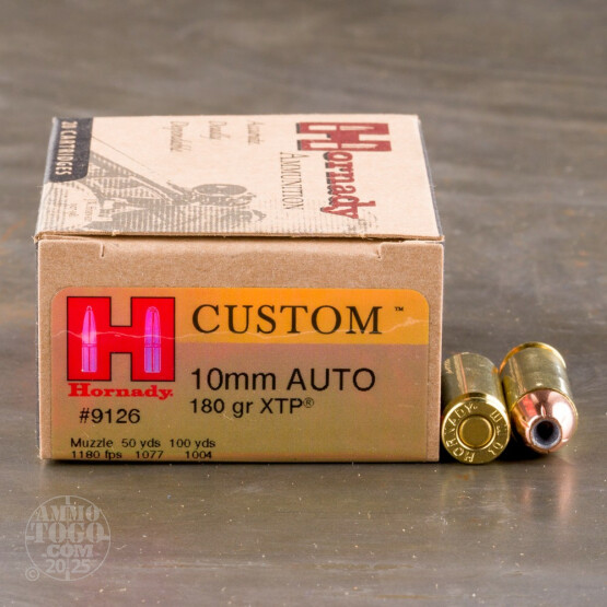 20rds – 10mm Hornady Custom 180gr. XTP Ammo 