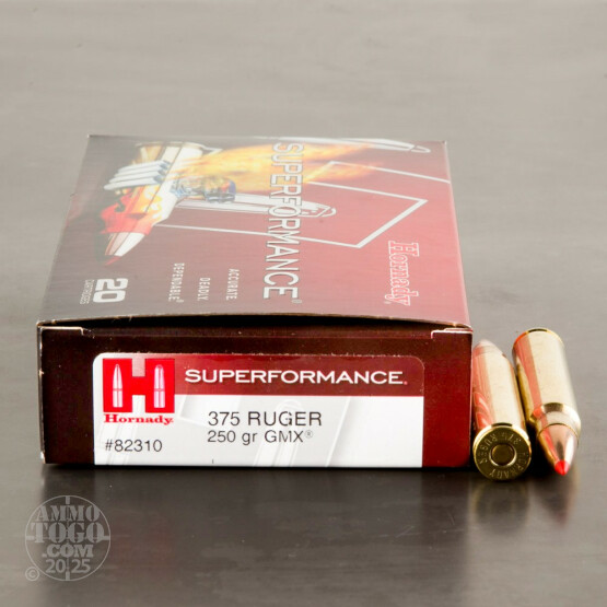 20rds - 375 Ruger Hornady Superformance 250gr. GMX Polymer Tip Ammo