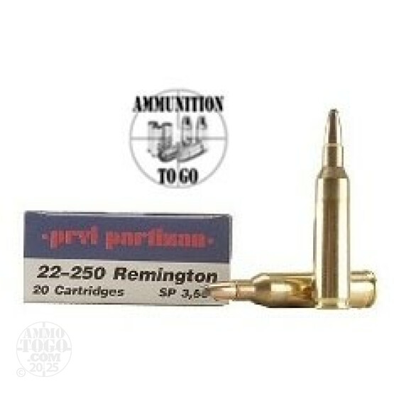 200rds - 22-250 Prvi Partizan 50gr Soft Point Ammo