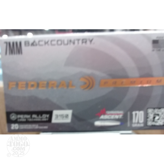 20rds – 7mm Backcountry Federal 170gr. Terminal Ascent Ammo