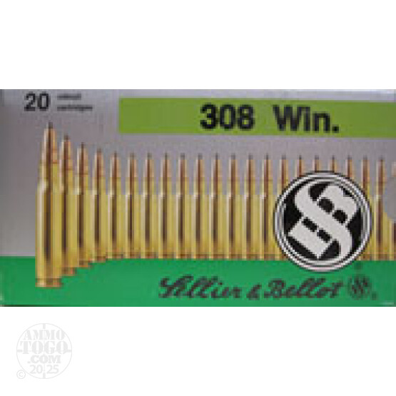 100rds - .308 Win. Sellier & Bellot 180gr Capped Hollow Point Am