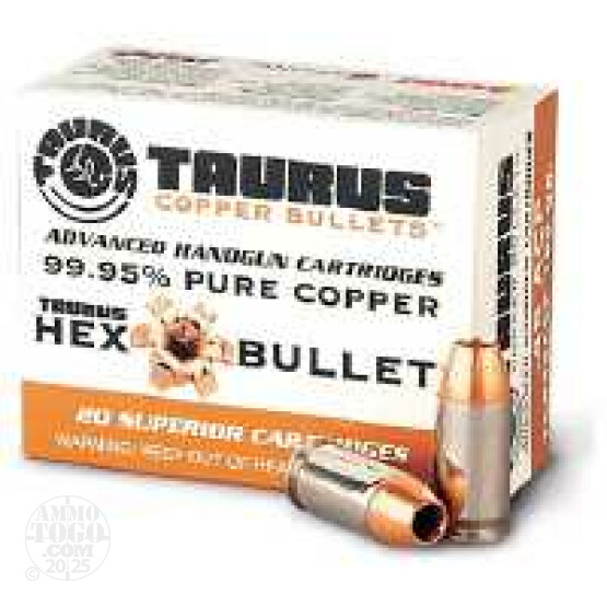 20rds - 45 ACP Taurus Hex Bullet 185gr. All Copper Hollow Point