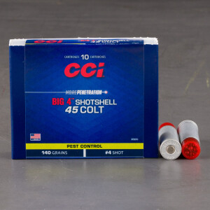 10rds – 45 Long Colt CCI Pest Control Big 4 140gr. #4 Shot Ammo