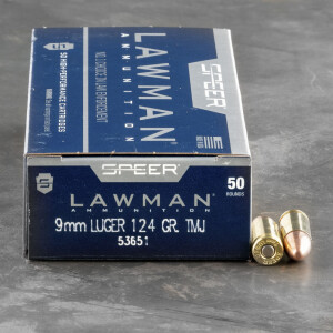 50rds - 9mm Speer Lawman 124gr. TMJ Ammo