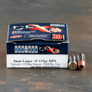 20rds - 9mm Corbon DPX 115gr. +P Hollow Point Ammo