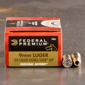 Federal Hydra-Shok 9mm ammo with 124 grain HP bullet