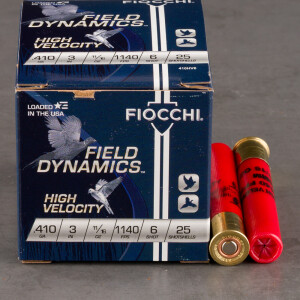 25rds – 410 Bore Fiocchi 3" 11/16oz. #6 Shot Ammo