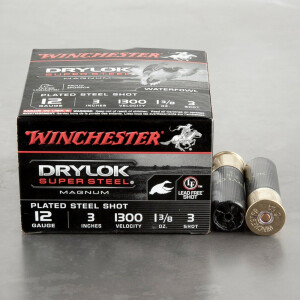 25rds – 12 Gauge Winchester Drylok Super Steel 3" 1-3/8 oz. #3 Shot Ammo