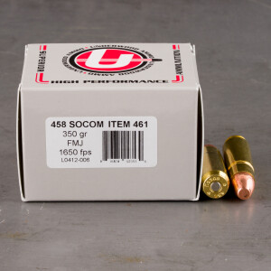 20rds – 458 SOCOM Underwood 350gr. FMJ FN Ammo