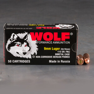 1350rds – 9mm Wolf 115gr. FMJ Ammo **STEEL CASES**