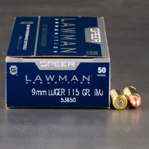Speer Lawman 9mm ammo with 115 grain TMJ bullet