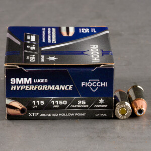 25rds – 9mm Fiocchi 115gr. XTP Ammo