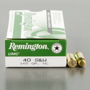 50rds - 40 S&W Remington UMC 165gr. FMJ Ammo