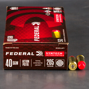 50rds – 40 S&W Federal Syntech Action Pistol 205gr. Total Synthetic Jacket Ammo