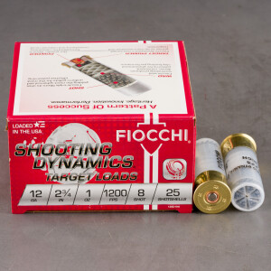 250rds - 12 Gauge Fiocchi Heavy Target Shooting Dynamics 2 3/4" 1oz. #8 Shot Ammo