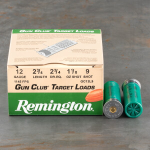 250rds - 12 Gauge Remington Gun Club 2 3/4" 1 1/8oz. #9 Shot Ammo
