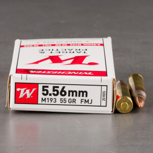 20rds – 5.56x45 Winchester USA 55gr. FMJ M193 Ammo
