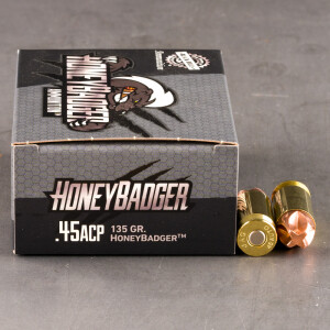 20rds – 45 ACP Black Hills 135gr. HoneyBadger Ammo