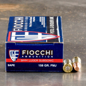Fiocchi 158 grain subsonic 9mm ammunition