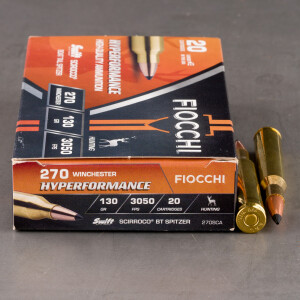 20rds – 270 Win Fiocchi Extrema 130gr. Polymer Tipped Spitzer Ammo