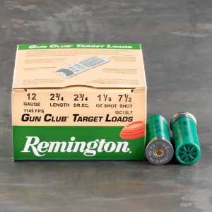 250rds - 12 Gauge Remington Gun Club 2 3/4"  1 1/8oz. #7 1/2 Shot Ammo
