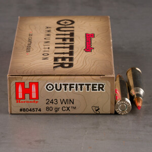20rds – 243 Win Hornady Outfitter 80gr. CX Ammo