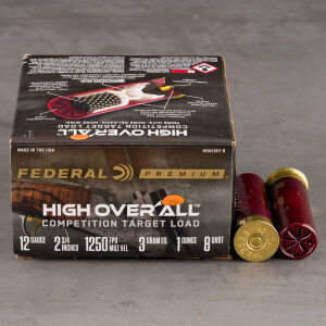25rds – 12 Gauge Federal High Over All 2-3/4" 1oz. #8 Shot Ammo