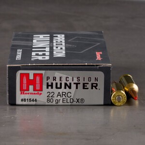 20rds – 22 ARC Hornady Precision Hunter 80gr. ELD-X Ammo
